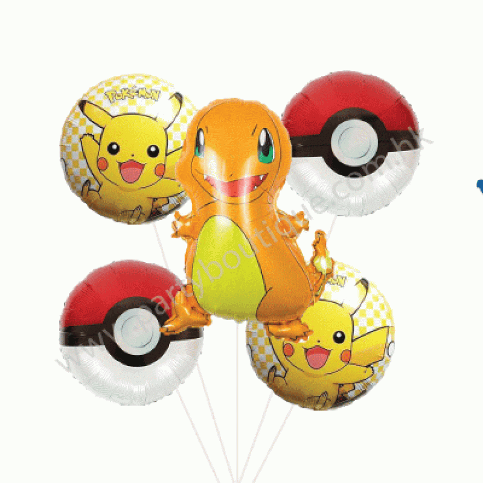 Pokemon Pokemon Charmander Foil Balloon Bouquet Of 5 With