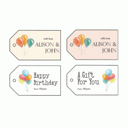   Personalized Gift Tag - Watercolor Balloons