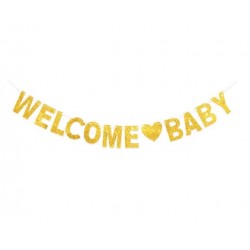 Welcome Baby金色掛旗