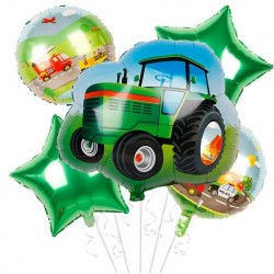 Construction Tractor Foil Balloon Bouquet (with weight)