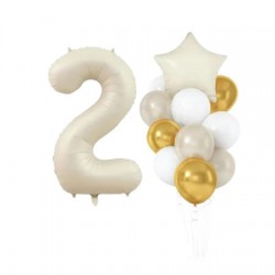  Number Balloon Bouquet - Sand White