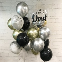  Personalized Bubble Balloon Bouquets (Black+Silver+Gold+Marble)