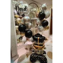  Personalized Bubble Balloon Bouquets and AirLoonz Foil Balloon Set (Black+Silver+Gold+Marble)