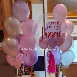    Personalized Bubble Balloon Bouquets (Pearl Pink + Pearl Purple + Silver)