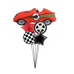 Vintage Race Car Foil Balloon Bouquet - 01 (with weight)