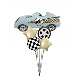 Vintage Race Car Foil Balloon Bouquet - 02 (with weight)