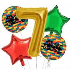 Blocks & Number Foil Balloon Bouquet (with weight)