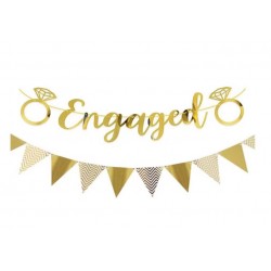 Gold Glitter Engaged Bunting Set