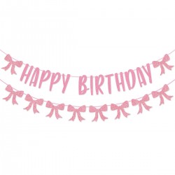 Pink Glitter Happy Birthday Ribbon Bunting