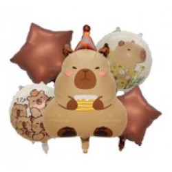 Capybara Birthday Foil Balloon Bouquet