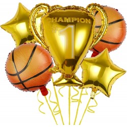 Trophy & Basketball Foil Balloon Bouquet (with weight)