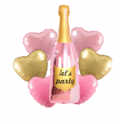 Champagne Bottle Let's Party Foil Balloon Bouquet (with weight) 