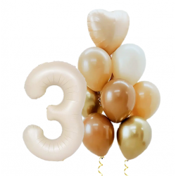  Number Balloon Bouquet - Sand White & Mocha