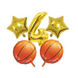 Number & Basketball Foil Balloon Bouquet (with weight)