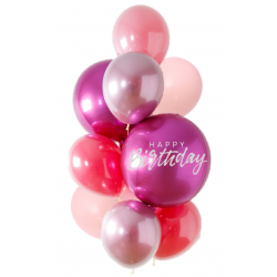   Personalized Orbz Foil Balloon Bouquets (Fuchsia+Red+Pink)