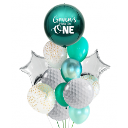      Personalized Orbz & Golf Foil Balloon Bouquets (Green+Silver)