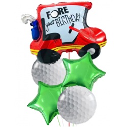 Golf Buggy Foil Balloon Bouquet of 5 (with weight)