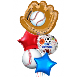 Baseball Foil Balloon Bouquet of 5 (with weight) 