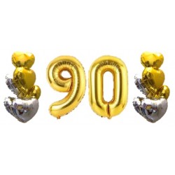    Number Balloon Bouquets - Gold+Silver