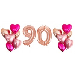    Number Balloon Bouquets - Rose Gold+ Rose Red