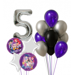 Kpop獵魔女團Huntrix & 銀色數字鋁質氣球組合 (連氣球座) 