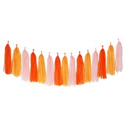 紙流蘇掛飾 - 橘色珊瑚粉紅色