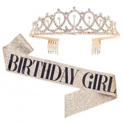 Birthday Girl Sash + Tiara Set