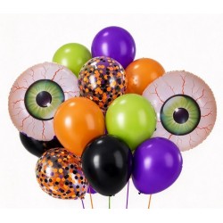          Halloween Eyeball Bubble Balloon & Latex Balloon Bouquet