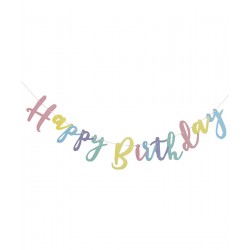   Bunting - Happy Birthday Pastel Rainbow  