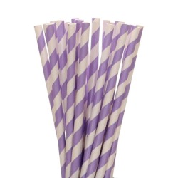 Paper Straw - Lilac Stripes, 25pcs