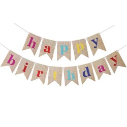        Imitation Burlap Bunting - Happy Birthday Fish Tail