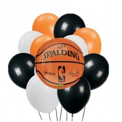 籃球球狀鋁箔氣球及乳膠氣球組合(連氣球座)