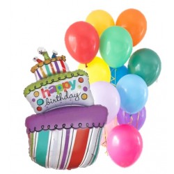 型格生日蛋糕氣球 & 橡膠氣球組合