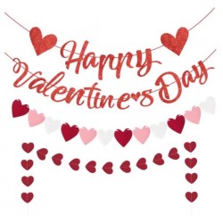 Red Glitter Happy Valentine's Day Heart Bunting