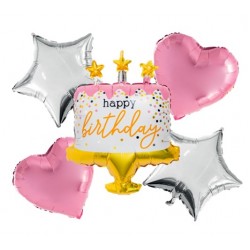 Birthday Confetti Cake Foil Balloon Bouquet (with weight)
