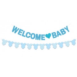 Welcome Baby藍色掛旗套裝