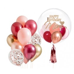               Personalized Bubble Balloon Bouquet (Burgundy+Rose Gold+Gold) 