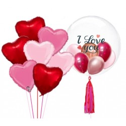 個人化'I Love You'透視球 & 心型鋁箔氣球組合