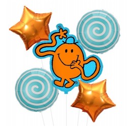 Mr Men Mr Tickle Foil Balloon Bouquet of 5 (with weight)