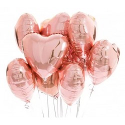 Rose Gold Heart Foil Balloon Bouquet (with weight)
