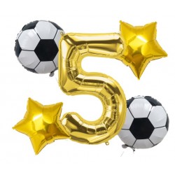 Gold Number & Soccer Foil Balloon Bouquet (with weight)