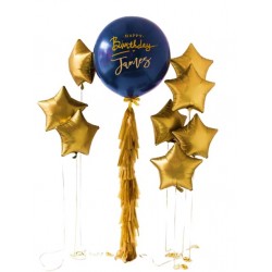 Personalized Giant Balloon Bouquets (Gold+Navy)  
