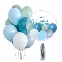              Personalized Bubble Balloon Bouquet (Blue+ MInt)