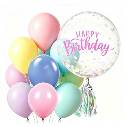           Personalized Confetti Bubble Balloon Bouquet (Pastel Color) 