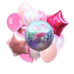 Flamingo Orbz Balloon & Latex Balloon Bouquet (with weight) 