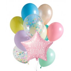   Pastel Star Birthday Balloon Bouquet - Pink