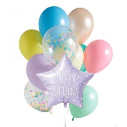   Pastel Star Birthday Balloon Bouquet - Purple