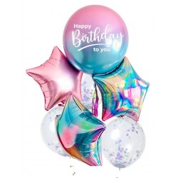      Personalized Orbz & Iridescent Star Foil Balloon Bouquet