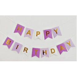 Purple Mix Happy Birthday Fish Tail Bunting 02