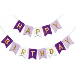 Purple Mix Happy Birthday Fish Tail Bunting 01 